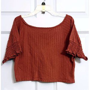 MODCLOTH Cropped Scoop Neck Brown Short Sleeve Tee Size XL EUC